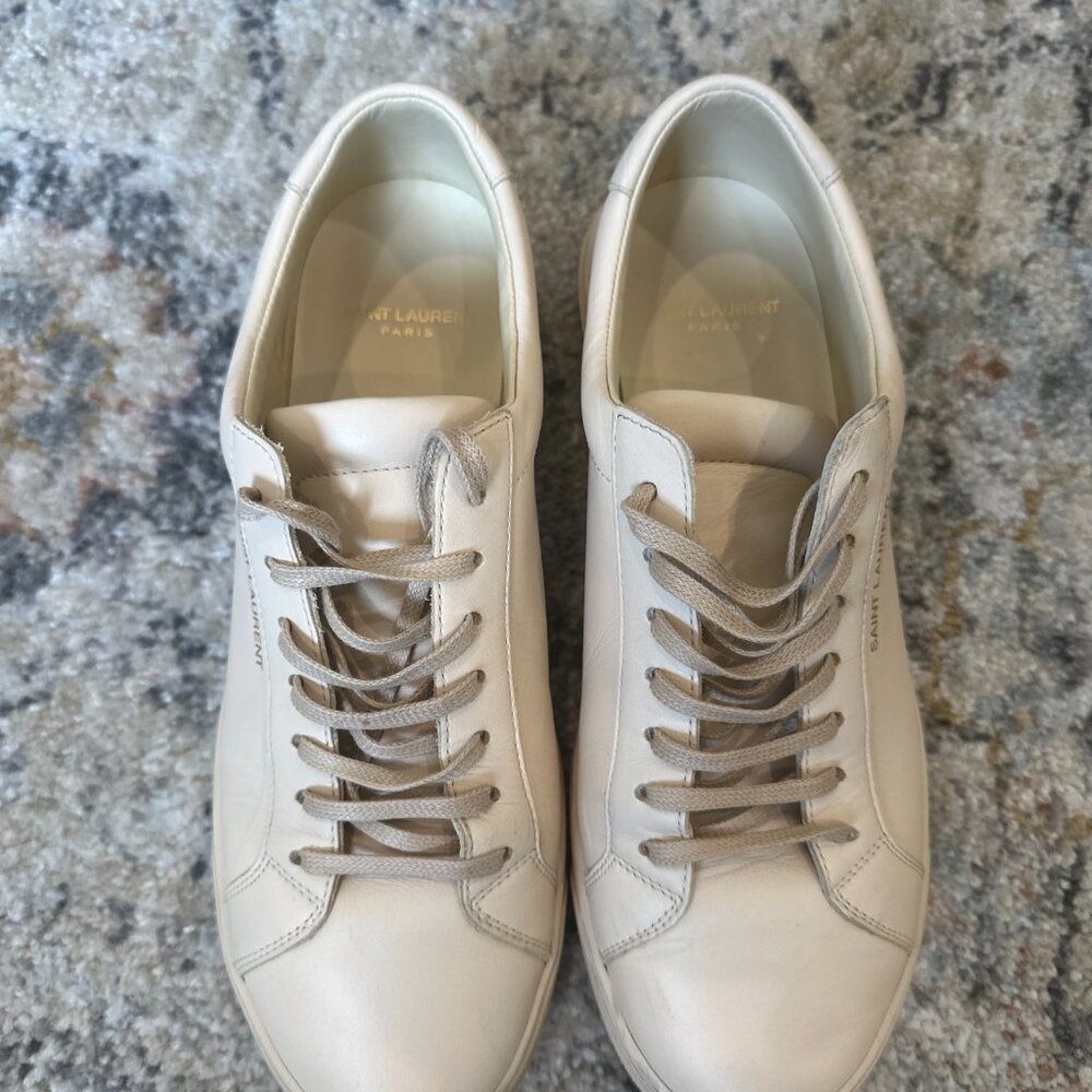 Saint Laurent Women’s Beige Andy Low Top Leather Sneaker - SIZE EU 40/US 9 - Picture 3 of 9